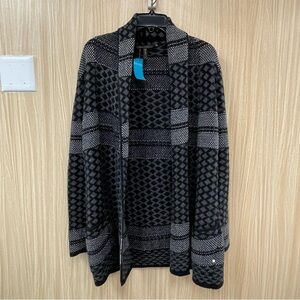 BCBGMaxAzria black print open cardigan size small